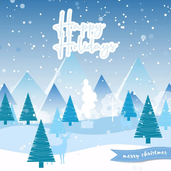 New Year and Christmas card with snowflakes of blue and gray — Wektor stockowy