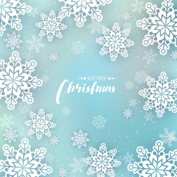 New Year and Christmas card with snowflakes of blue and gray — Wektor stockowy
