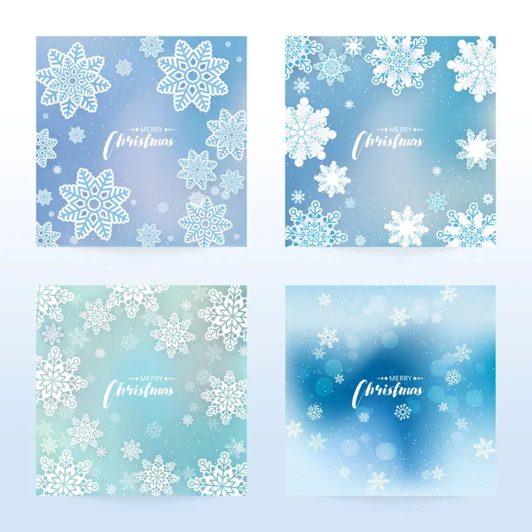 New Year and Christmas card with snowflakes of blue and gray — Wektor stockowy