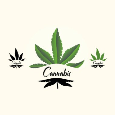 Marihuana, kenevir ikonları. Tıbbi marihuana ikonu seti. Uyuşturucu. 