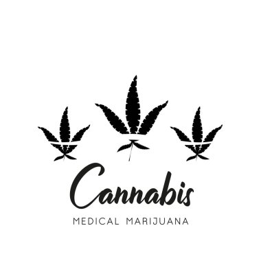 Marihuana, kenevir ikonları. Tıbbi marihuana ikonu seti. Uyuşturucu. 
