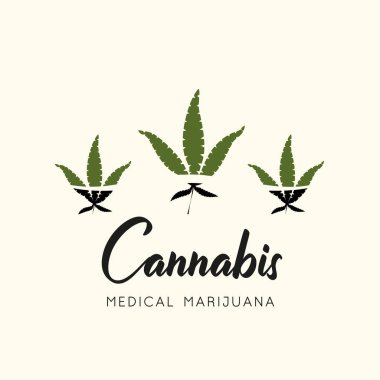 Marihuana, kenevir ikonları. Tıbbi marihuana ikonu seti. Uyuşturucu. 