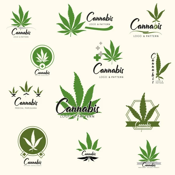 Marijuana, icônes du cannabis. Ensemble d'icônes de marijuana médicale. Médicament — Image vectorielle