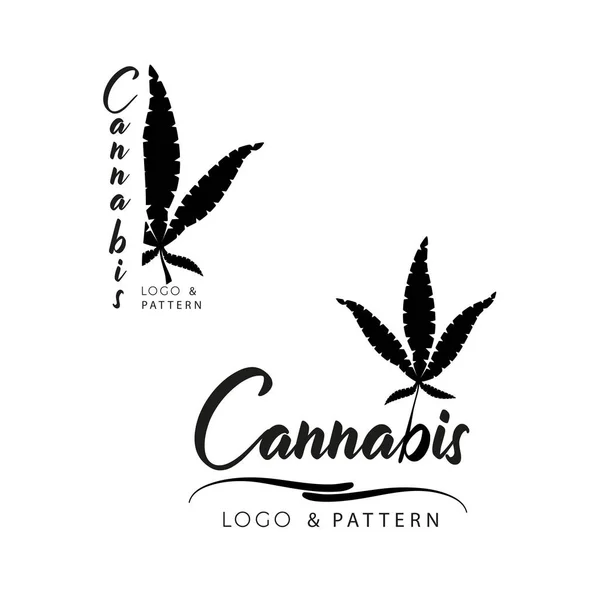 Marihuana, iconos del cannabis. Conjunto de iconos de la marihuana medicinal. Droga — Vector de stock