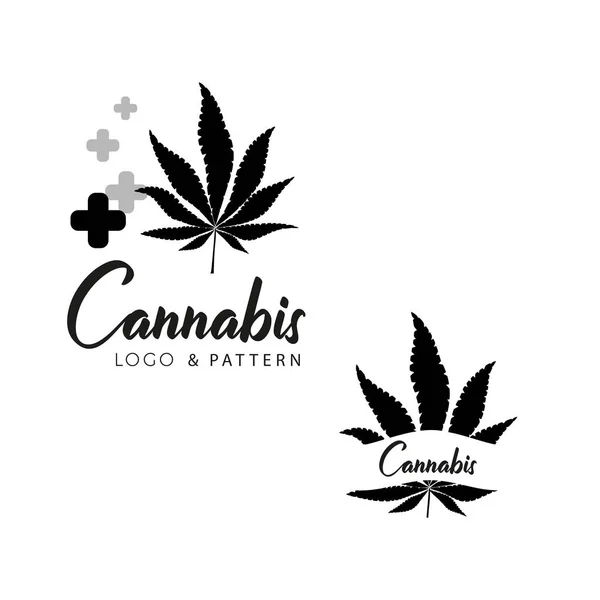 Marijuana, ícones de Cannabis. Conjunto de ícones de marijuana medicinal. Droga — Vetor de Stock