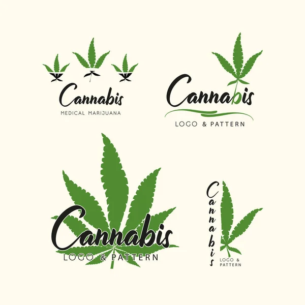 Marijuana, ícones de Cannabis. Conjunto de ícones de marijuana medicinal. Droga —  Vetores de Stock