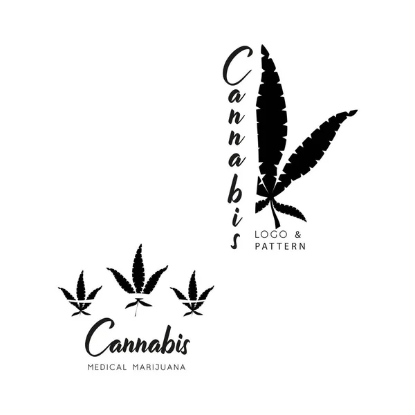 Marijuana, Cannabis ikoner. Medicinska marijuanaikoner. Läkemedel — Stock vektor