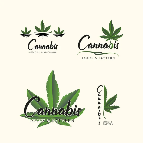 Marihuana, iconos del cannabis. Conjunto de iconos de la marihuana medicinal. Droga — Archivo Imágenes Vectoriales