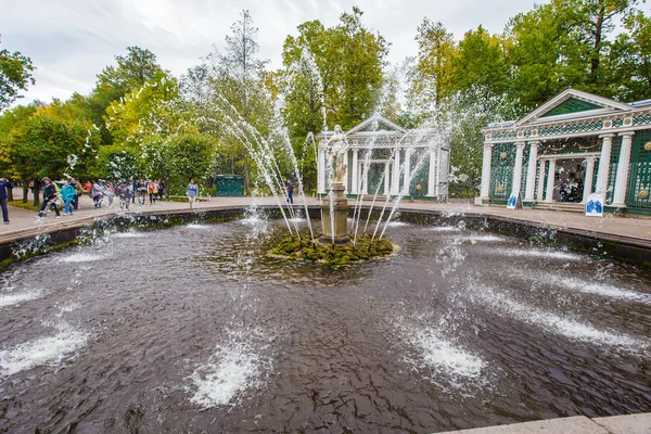 Antieke fonteinen in Peterhof — Stockfoto