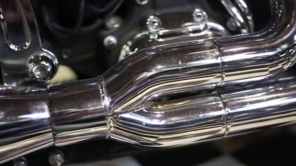 Motorcycle exhaust pipe — Stock Video