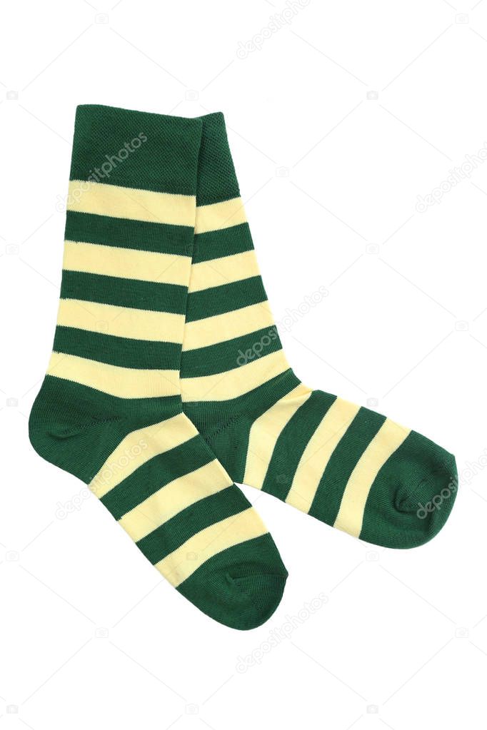 Yellow green knitted socks