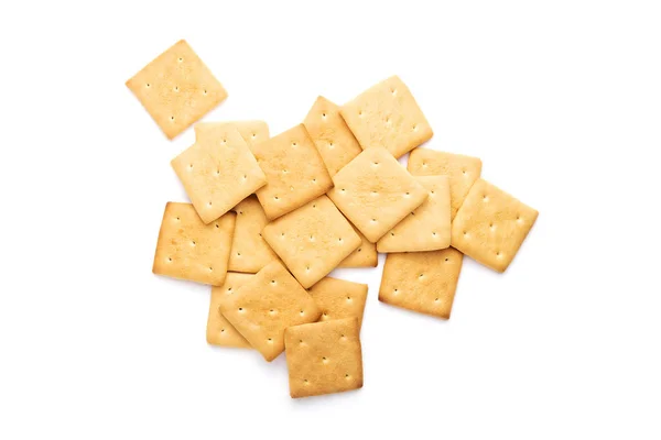 Light breakfast, crackers isolated, top view — Stock Photo, Image