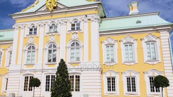 Pohled z královského paláce ve městě Peterhof — Stock video