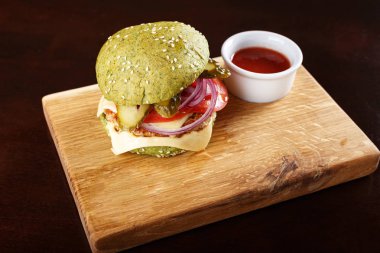 Fast food hamburger.