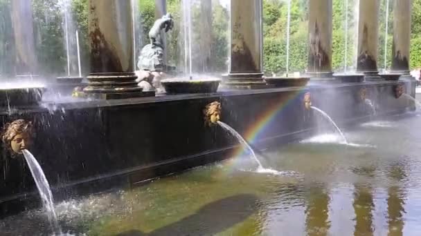 Brunnen mit Regenbogen — Stockvideo