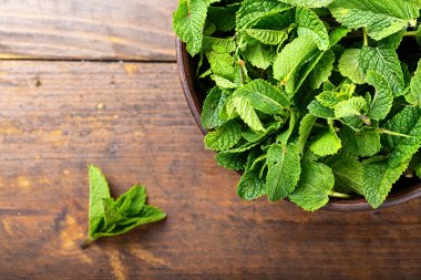 Bir kil tabak içinde nane