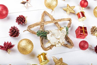 arka plan ile Noel kartı için oyuncaklar