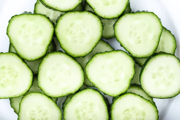 Fresh cucumber slices isolated — Stock Photo, Image