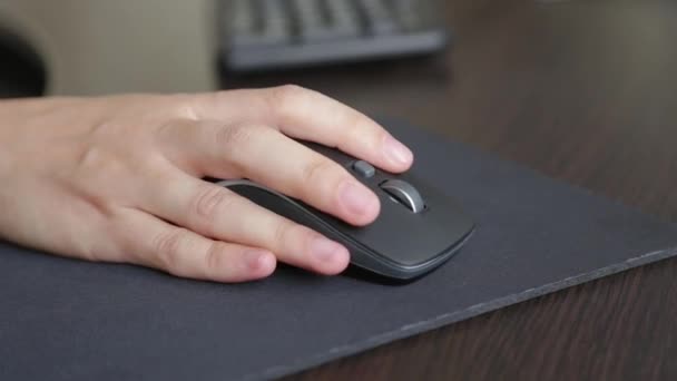 Computer mouse in a womans hand — Stock Video