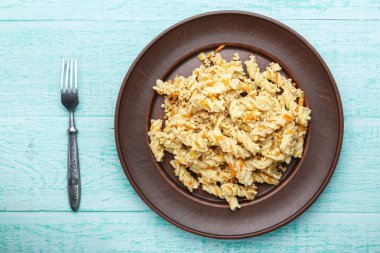 nautically makarna ahşap arka plan üzerinde