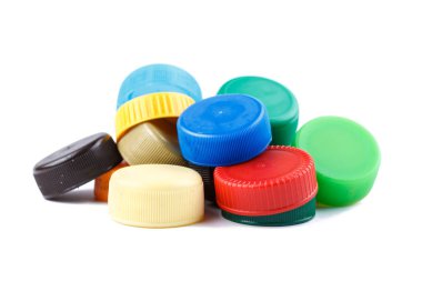 farklı renklerde birçok plastik kapaklar