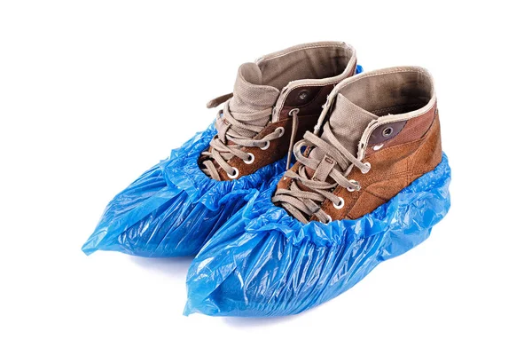 erkek ayakkabıları üzerinde mavi galoş