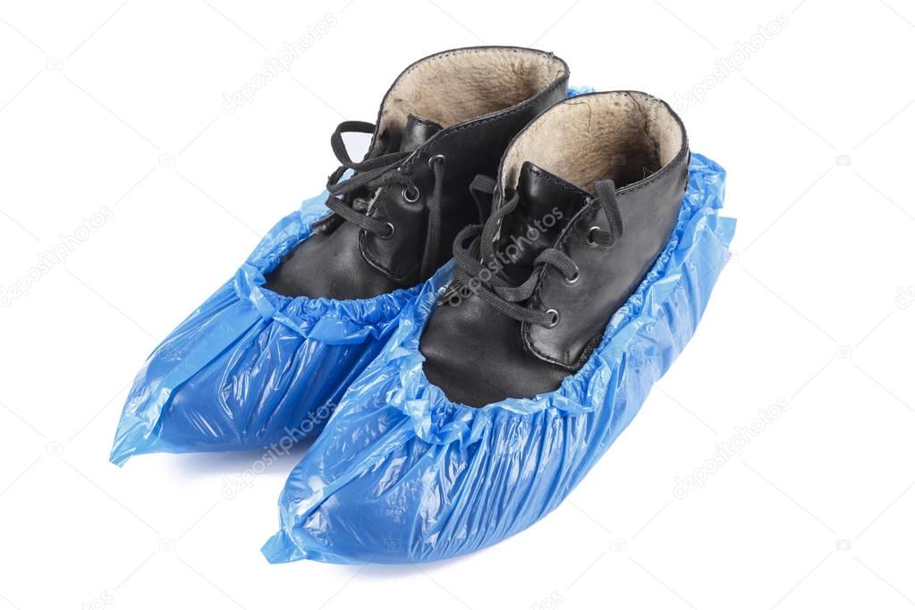 shoe covers on shoes