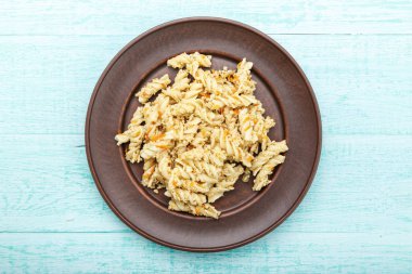 nautically makarna ahşap arka plan üzerinde