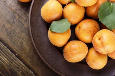 bir tabak içinde olgun kayısı