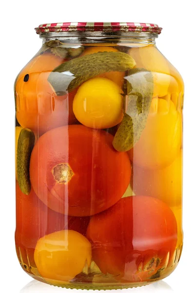 Tomates em conserva em um jarro — Fotografia de Stock