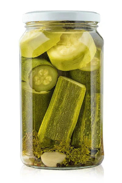Egy korsó konzerv cukkini — Stock Fotó