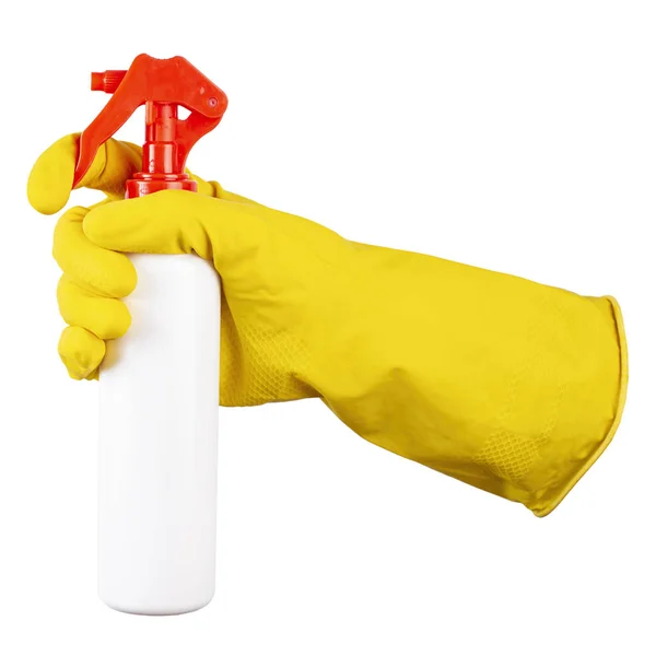 Handspray mit behandschuhter Hand — Stockfoto