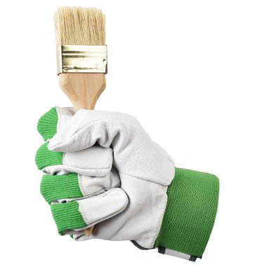 Elinde bir boya fırçası