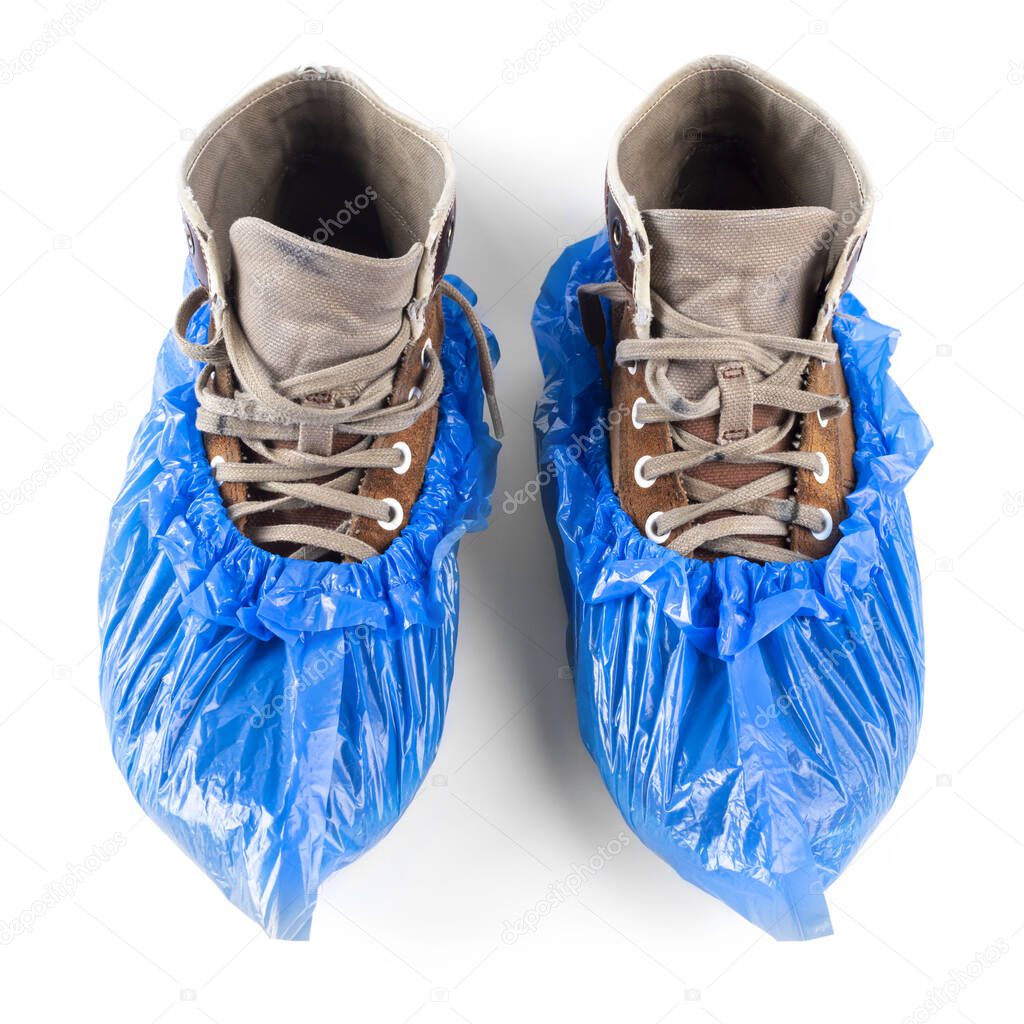 boots in shoe covers moisture protection