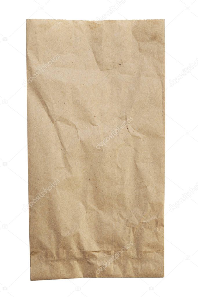 Empty craft paper bag isolated on white. 