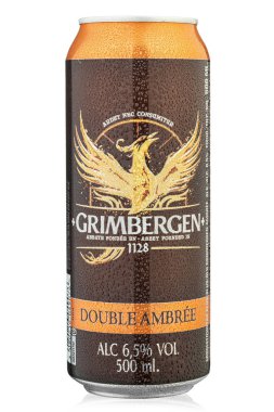 Alüminyum kutu Grimbergen Beyaz sırtlı çifte Ambree birası