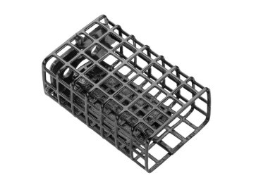 Metal balıkçı teknesi beyaz arka planda izole edilmiş. 