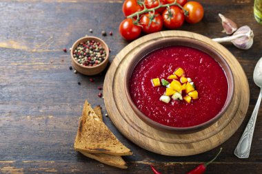 Gazpacho soup. Traditional spanish cold tomato soup of fresh raw