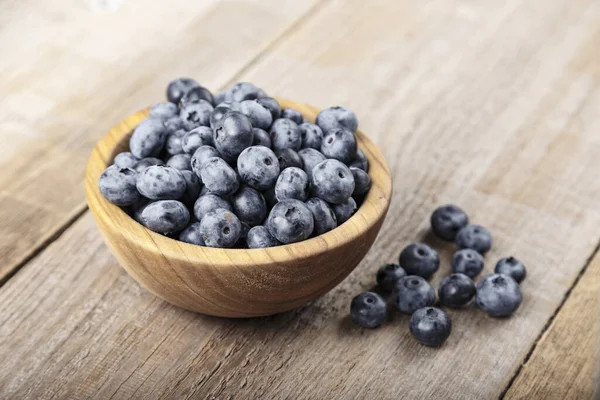 Arándanos Recién Recogidos Tazón Madera Antioxidante Arándanos Concepto Para Una — Foto de Stock