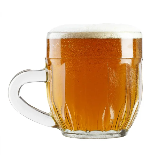 Tazza Birra Isolata Sfondo Bianco File Contiene Percorso Ritaglio — Foto Stock