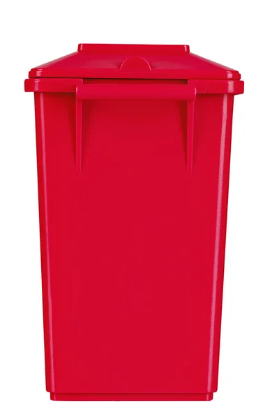 Beyaz Arkaplanda Kapalı Kırmızı Çöp Kutusu Var Dosya Kırpma Pat — Stok fotoğraf