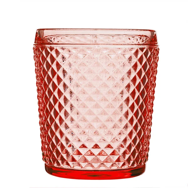 Cor Vermelha Vidro Vazio Para Água Suco Leite Arquivo Contém — Fotografia de Stock