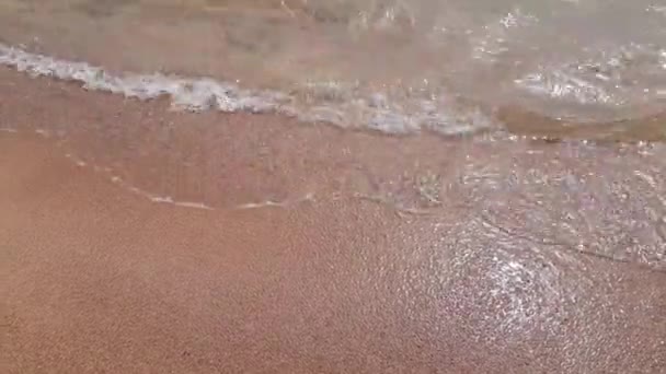 Kumsalda şeffaf deniz dalgaları — Stok video
