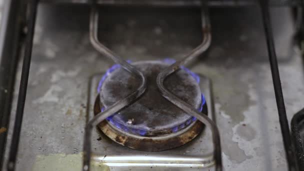 Fire in the gas burner — Stock Video