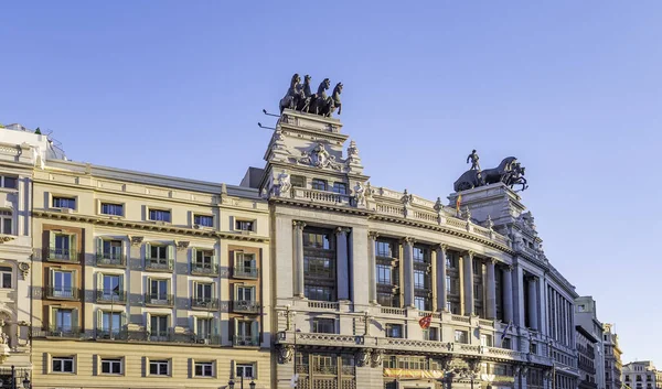 Madrid España Alrededor Enero 2019 Edificio Banco Bilbao Atardecer — Foto de Stock