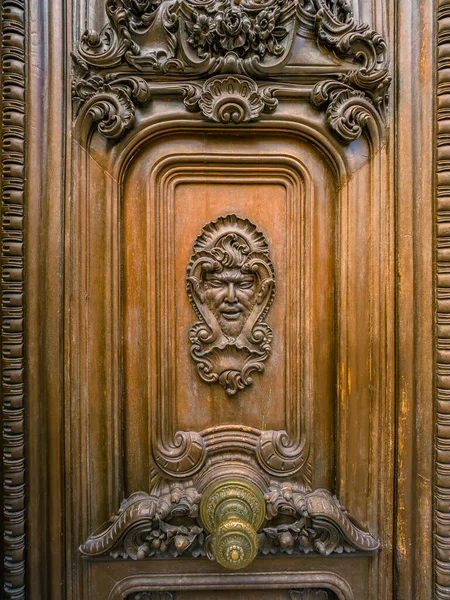 Valencia Spain Circa July 2018 Details Wooden Ornate Carved Door — Stock Photo, Image