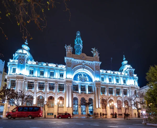Ayuntamiento Valencia España Por Noche — Foto de Stock