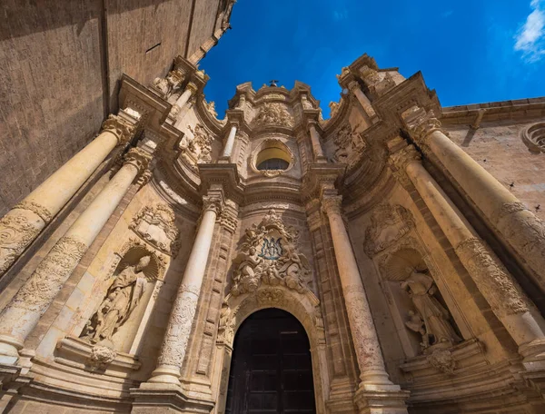 Frente Puerta Basílica Asunción Nuestra Señora Valencia España Catedral Santa — Foto de Stock