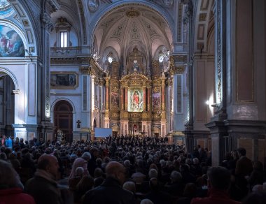 Valencia, İspanya. Mart 2018 civarı. İsa 'nın Kutsal Kalbi (Iglesia del sagrado corazn de Jess) konseri sırasında. 