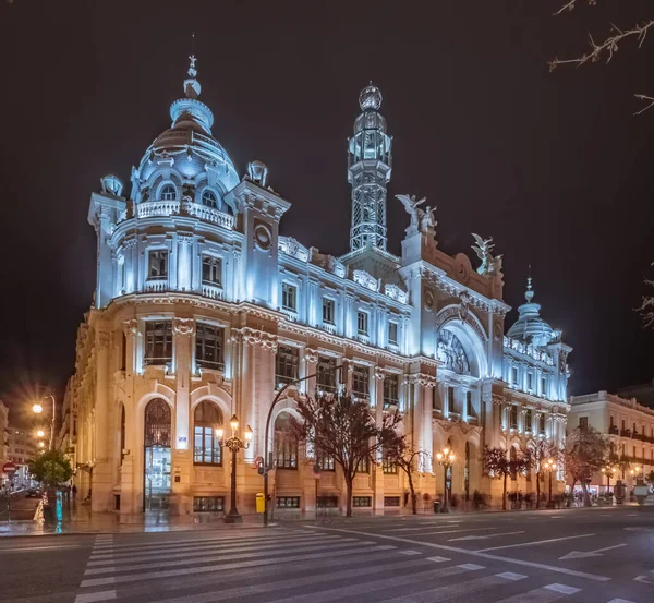 Ayuntamiento Valencia España Por Noche — Foto de Stock